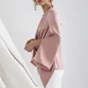 Solid Ruched Women's Blouse V Neck Flare Sleeve Split Patchwork Oregular Shirt Toppar Sommar Höst Mode Kläder 210531