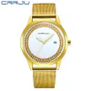 CRRJU Super Slim Gold Mesh Edelstahl Uhren Frauen Top Marke Luxus Casual Uhr Frau Armbanduhr Dame Relogio feminino 210517