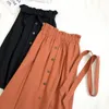 Skirts Women Cotton Skirt 2022 Spring Summer Preppy Style Solid Casual Elegant Pocket Elastic High Waist A-Line Midi Fald