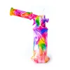 8 "Impression couleur Tuyaux d'eau de la torche en silicone Tuyaux d'eau Broyons DAB Pièces de plateau avec 14.4mm Bol Bongs Bongs Accessoire de fumée