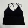 Summer Women's Crop Tops Vintage Cross Back Straps Kort vadderad Bras Tank Camis Top för 210428