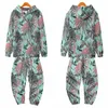 Mäns Hoodies Sweatshirts Höst Hooded Plant Print Män Sweatpants Two Piece Set Hoodie och Joggers Byxor Passar Tracksuit Oversized 6XL