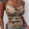 Frauen Tube Top Einfarbig Leopardenmuster Rückenfrei Sexy Hosenträger Tank Geraffte Kordelzug Sommer Slim S Blusas Y Camisas 210520