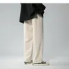 Calça legível masculina casual calças de perna larga masculino tornozelo comprimento elástico na cintura calças soltas homem