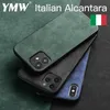 YMW Alcantara Case 12 Pro Mini 11 XR X XS MAX SE2 6 6S 7 8 plus luksusowa sztuczna skórzana pokrywa telefonu biznesowego