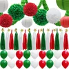 Décoration de Noël rouge/vert/blanc 8 cm/15 cm/20 cm papier de soie boules en nid d'abeille ensemble lanternes décor artisanat cadeau casquettes de cyclisme masques