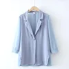 Plus size xl-5xl feminino chiffon blazer 3/4 manga fina primavera verão olho de roupa de roupa blazers blazers