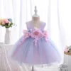 Bebê meninas vestido de aniversário para flores da criança applique princesa vestido vestido vestido xmas 210529