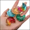 Encantos Jóias Conchações Componentes Pedra Natural Pingentes de Cristal Moon Colorf Quartzs Banhado A Ouro para Fazendo Colar Acessórios DIY Presente