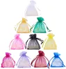 100pcs sacs en organza couleur mélangée avec cordon bijoux sac en vrac pour la fête de mariage faveur de noël