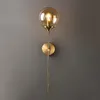 Vägglampa modern glas boll sconce fixture gyllene sängen armatur ljus vardagsrum dekor hall belysning lumapairewall