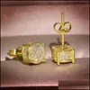 Andra örhängen smycken s925 sterling sier stud örhänge fin 2 karat fl diamant 925 bizuteria orehini ädelsten 7r1zw