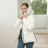 OFTBUY Winterjacke Damen Bomberjacke 90 % weiße Entendaunen, wasserdichter Mantel, echter natürlicher Fuchspelzkragen, mit Kapuze, warm, Streetwear