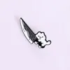 Desenho animado faca gato engraçado punhal forma mulheres broches simplicidade pop-enamel pino lapel emblemas brooch jóias personalidade requintada