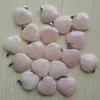 Natursten Charms 25mm Hjärtform Rosa Rose Quartz Pendants Chakras Gem Stone Fit Örhängen Halsband Göra Assorterad