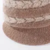 Beanie/Skull Caps YQYXCY Winter Hats For Women Fur Plush Velvet Thick Warm Bonnet Femme Mother Gift Cap Fashion Stripe Brim 2021