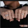 Avec des pierres latérales Love Shape Hip Hop Zircon Lovers Ring Full Of Gemstone Rings Fashion Male Jewelry Ttbru B8Eam