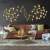 Chinese Metal Decoration Living Room Wrought Iron Pendant Background Porch Modern Ginkgo Leaf Wall Hanging 210414