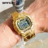 Orologi da uomo di lusso delle migliori marche SANDA LED Digital Watch Men 5ATM Sport Orologio da polso impermeabile Orologio in acciaio Relogio Masculino G1022