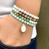 MG0993 Naturel Howlite Amazonite 108 Mala PUISSANT APAISANT Bracelet Bouddhiste Meilleurs Bijoux De Pierres Précieuses pour L'Anxiété