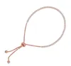 Bracciale in acciaio inossidabile Gioielli Bracciale tennis rosa non ossidante Bracciale tennis regolabile in argento con diamanti per donna
