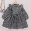 Wiosna Dzieci Dziewczyna Z Długim Rękawem Wave Point Dress Infant Baby Born Sweet Clothing 210521