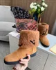 2021 Kobiety Designer Snowdrop Płaska Kostki Boot Lady Moda Buty śniegowe Wodoodporna zima Ciepłe skórzane buty Najwyższej jakości z polem Rozmiar EUR 35-42