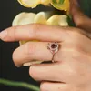 Wedding Rings Luxury Female Big Queen Crown Ring Fashion Rose Gold Crystal Zircon Stone Vintage Jewelry Red Heart For Women