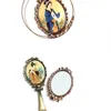 Miroirs de maquillage à la main Romantique Vintage Main Miroir Miroir Mains cosmétiques ovales Outil tenu avec poignée pour femmes T2I53061