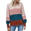 Pullovers och tröjor för kvinnor Höst Casual Långärmad Patchwork Färg V-Neck Female Mode Loose Streetwear Sweater 210608