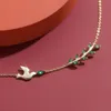 Link, Ketting Retro Klassiek Ontwerp Verzilverd Slik Armband voor Dames CZ Crystal Green Rhinestone Leaf Bruiloft Sieraden