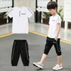 Boys Clothes Set Summer Short Sleeve T-Shirt +Pants 2Pcs Kids Boy Sports Suit Children Clothing Outfits Teen 5 6 8 9 10 12 Years X0802