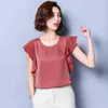 Blusen frau blusas mujer de moda camisas plus größe frauen chemise femme Regelmäßige Schmetterling Hülse O-ansatz Solide 4879 50 210427