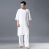 IEFB / homens desgaste redondo vestido de pescoço solto casual meditating yoga desgaste meia manga longa tops + calça casual dois pedaços conjunto 9Y1225 210524