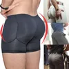 Underpants Men Fake Buttocks Underwear Seamless Tummy Control Shaper Sexy Ass BuLift Boxers Hip Up Padded BuPush Panties Short Black