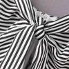 fashion women bowknot decoration striped sling dress casual sexy slim dresses summer femme clothing vestidos D1717 210430