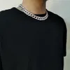 Hip Hop Cuban Necklaces for Women Men Mix Color Chunky Crystal Rhinestone Clavicle Chain Necklace Choker Grunge Jewelry