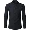 Oxford Baumwolle Hemd Männer Frühling Casual Slim Fit Stehkragen Herren Kleid Shirts Langarm Solide Chemise Homme Armee Grün 210410