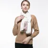 Lenços inverno 100% lenço de lã para mulheres branco flor bordado cashmere xales envolve senhoras macio pashmina quente ecarpe