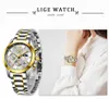 LIGE 2021 Gouden horloge Dames Dames Creative Steel Dames Armband Horloges Vrouwelijke Waterdichte Klok Relogio Feminino