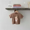 Le dessin animé d'été à manches courtes col rond T-shirt haut vêtements de mode enfants 210515