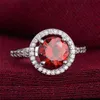 Mode Girl's Red Ruby CZ Zirkoon Stenen Zilveren Ring Blauw Wit Daimond Lady Dames Trouwringen Populaire Sieraden voor engagement