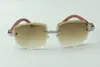 2021 designers sunglasses 3524023 endless diamonds cuts lens natural tiger wooden temples glasses, size: 58-18-135mm