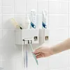 Conveniente soporte para cepillo de dientes Almacenamiento de pasta de dientes Accesorios de baño Dispensador automático multifunción 210709