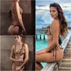 ملابس السباحة المثيرة مع الكشكشة دفع ضمادة بيكيني 2021 Micro Thong Bikinis بدلة السباحة نساء ملابس السباحة الشاطئ
