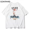 Kortärmad T-shirts Streetwear Sommar Rolig Angel Staty Print Bomull Casual Harajuku Hip Hop T-shirt Lossa Toppar 210602