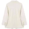 Moda White Blazer Dla Kobiet Kurtka Luźna Dorywczo Kieszenie Kobiet Loose Długi Rękaw Work Work Coat Biuro Lady Solid Blazers 210417