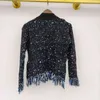 [EWQ] Korea Chic Höst Vinter V-Neck Tassel Ull Blandad Färg Strikkad Cardigan Lös Långärmad Svart Sweater Coat 2022 16E4362 211217