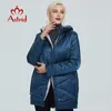 Astrid Winter Jacket Mulheres Contraste Cor Tecido À Prova D 'Água com Design Cap De Grosso Roupas De Algodão Quente Parka AM-2090 210923