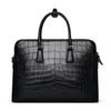 Briefcases Siamese Crocodile Skin Belly Double Pull Briefcase Genuine Leather Business Trip Document Handbag Men Bag Sac Homme